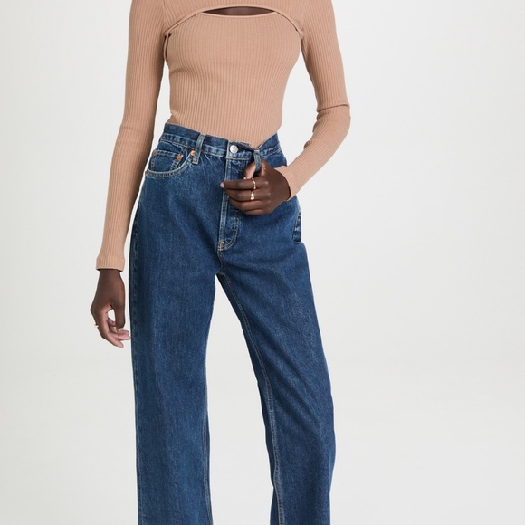 AGOLDE LYZA RIBBED COTTON CUT - OUT TOP size Small - Picture 3 of 12